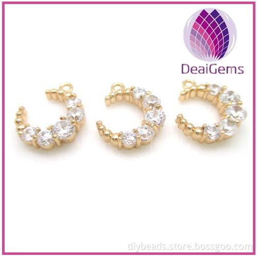 high quality 24k gold filled moon zircon pendant&charm